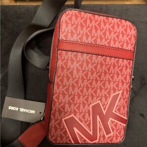 BNWTs Michael Kors Red MK Monogram Crossbody Bag